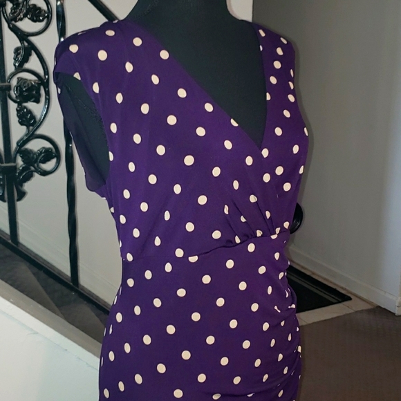 NWT Dressbarn Purple Polka Dot Dress Size 12 - Picture 7 of 9